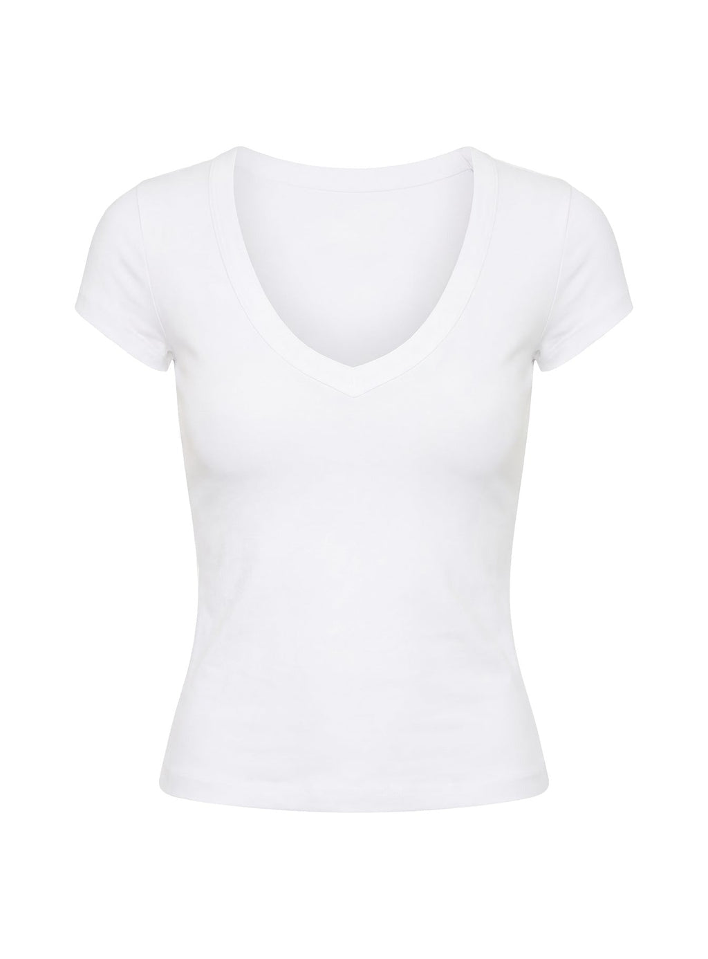 Daily Define Deep V Short Sleeve Top White