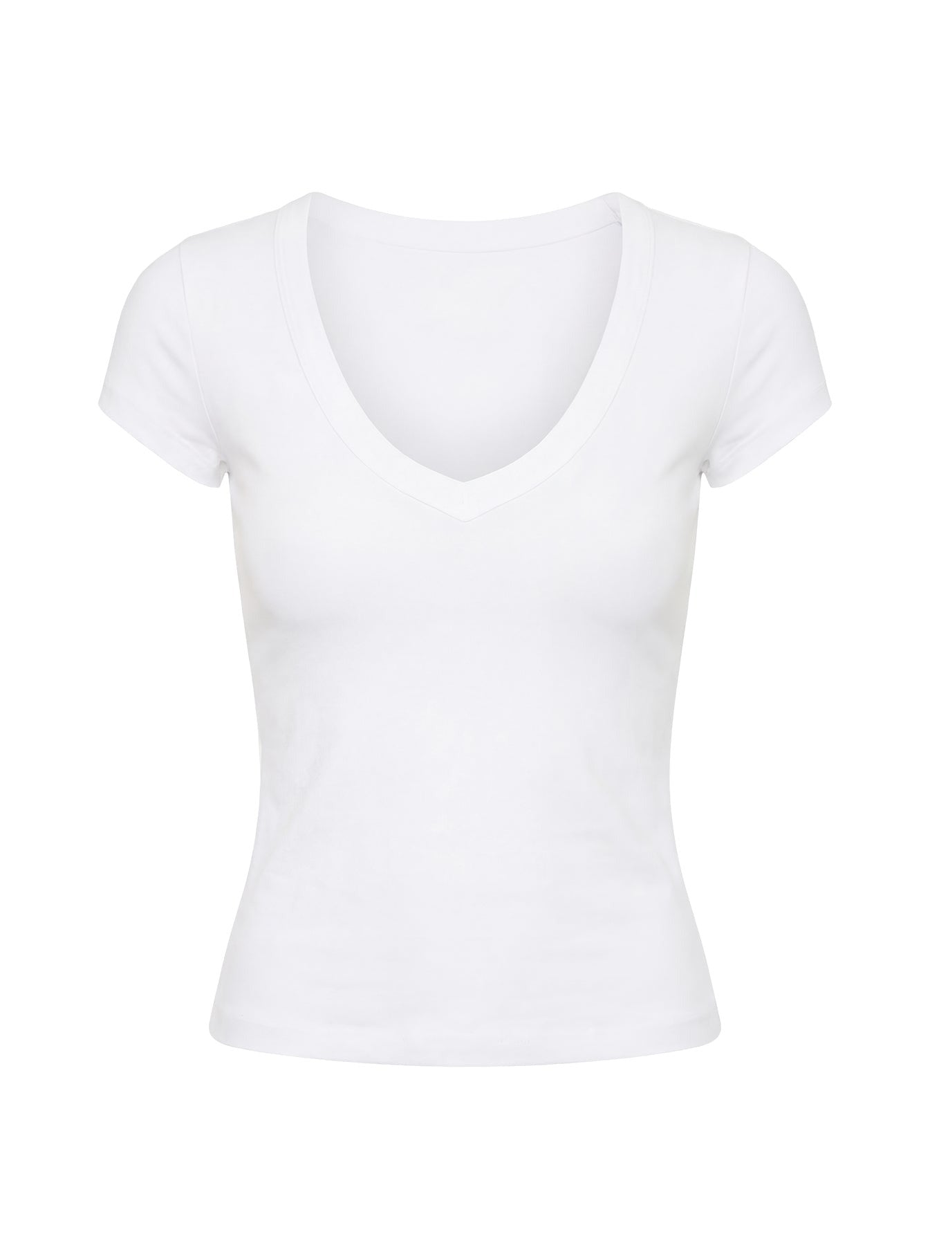 Daily Define Deep V Short Sleeve Top White