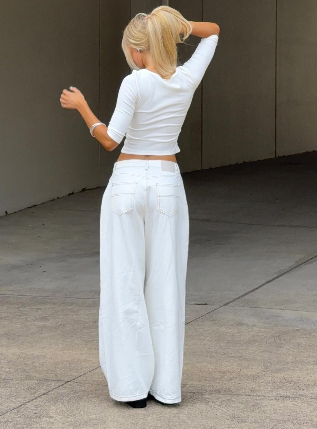 Naylor Mid Rise Wide Leg Jeans Cream Tall