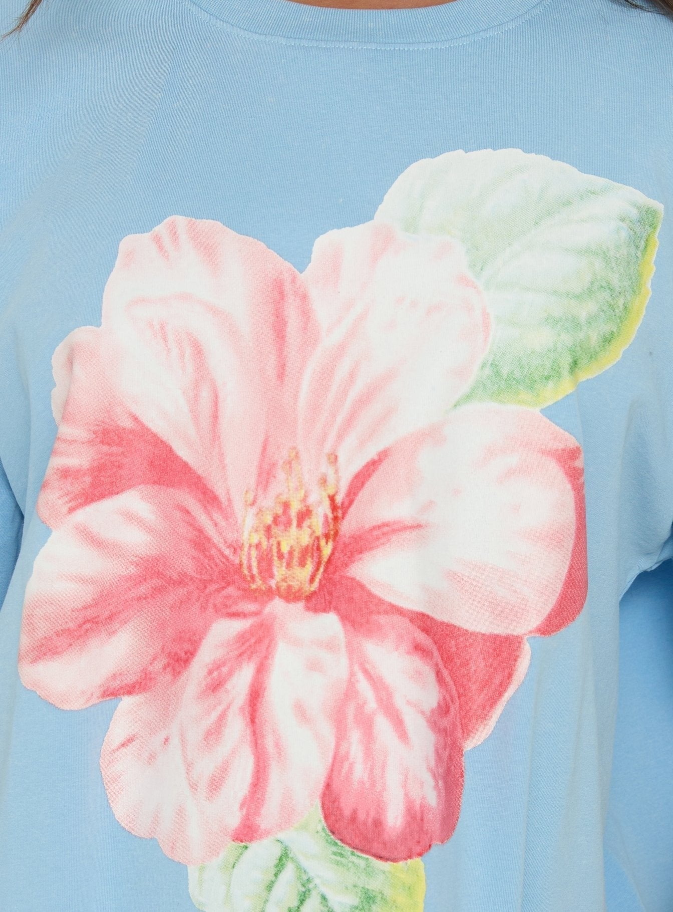 Floral Daydream Oversized Graphic Tee Washed Blue