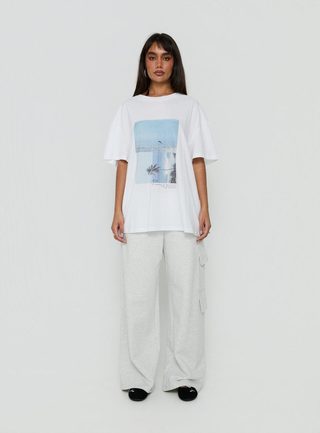 From Elsewhere Oversized Graphic Tee White