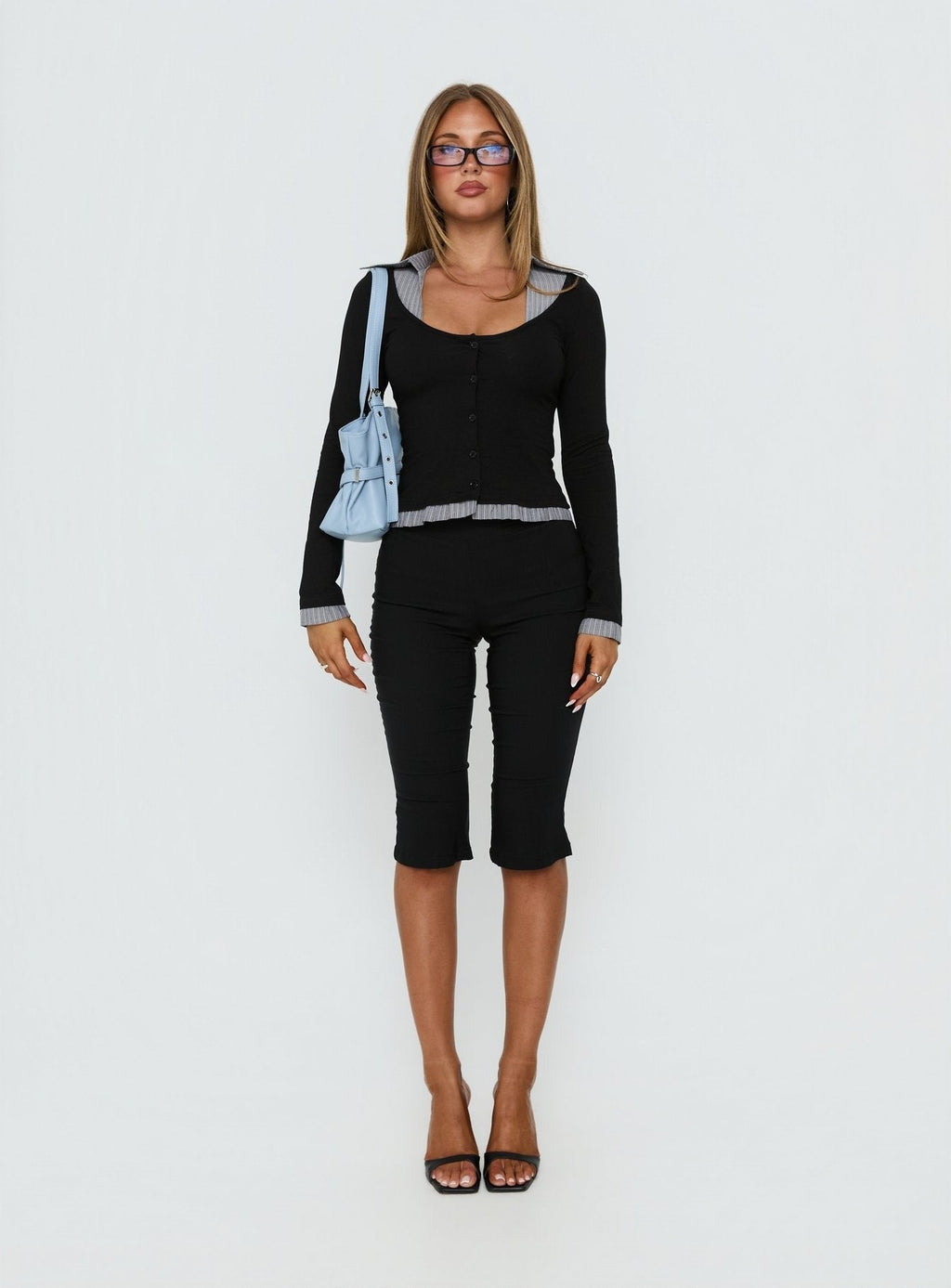 Orelie Layered Long Sleeve Knit Top Multi