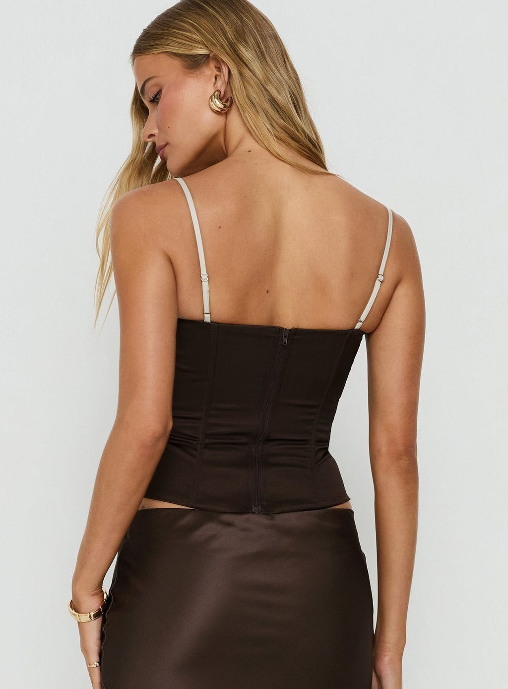 Somani Layered Corset Top Chocolate / White