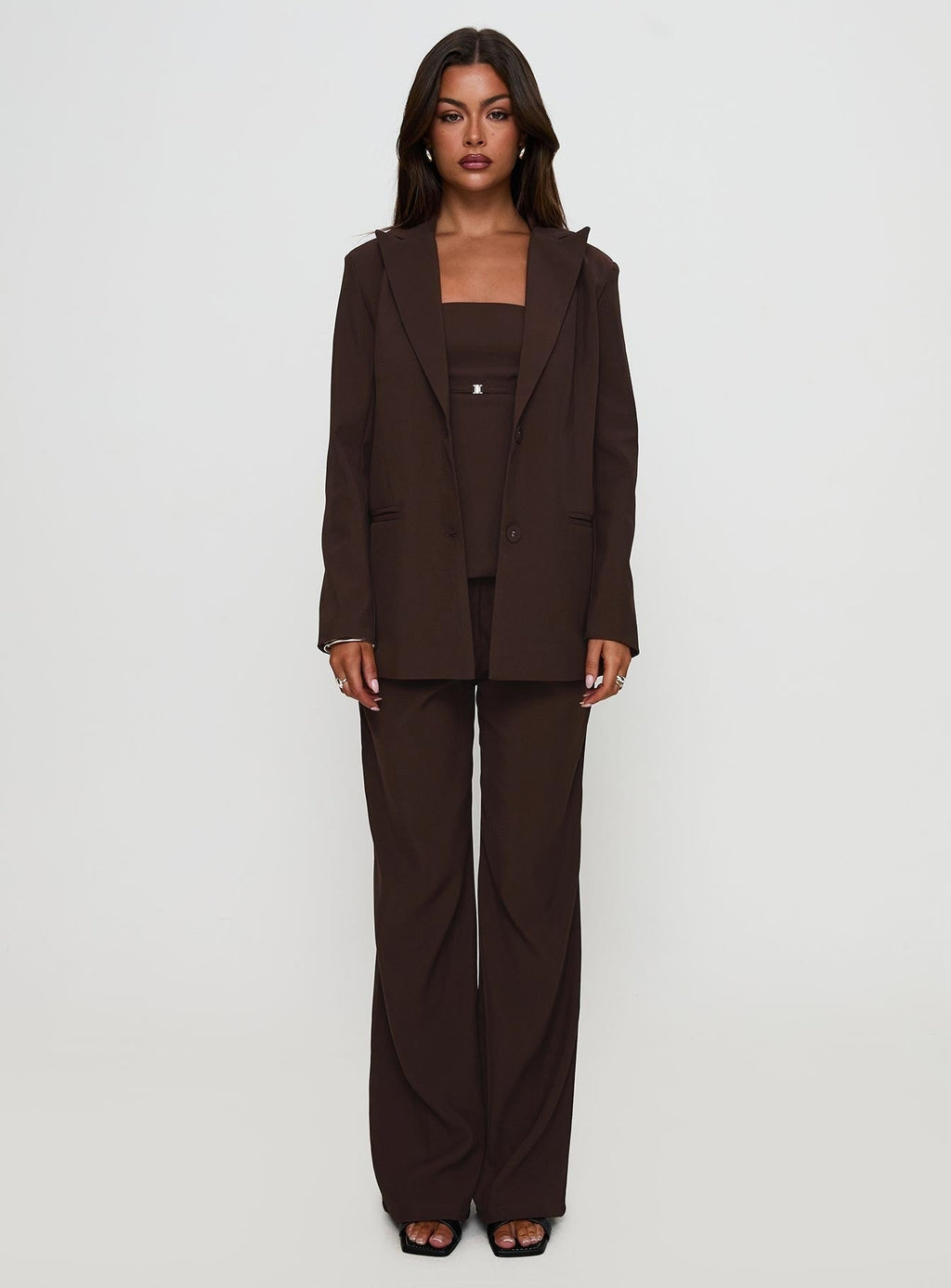 Crowd Pleaser Oversized Blazer Chocolate