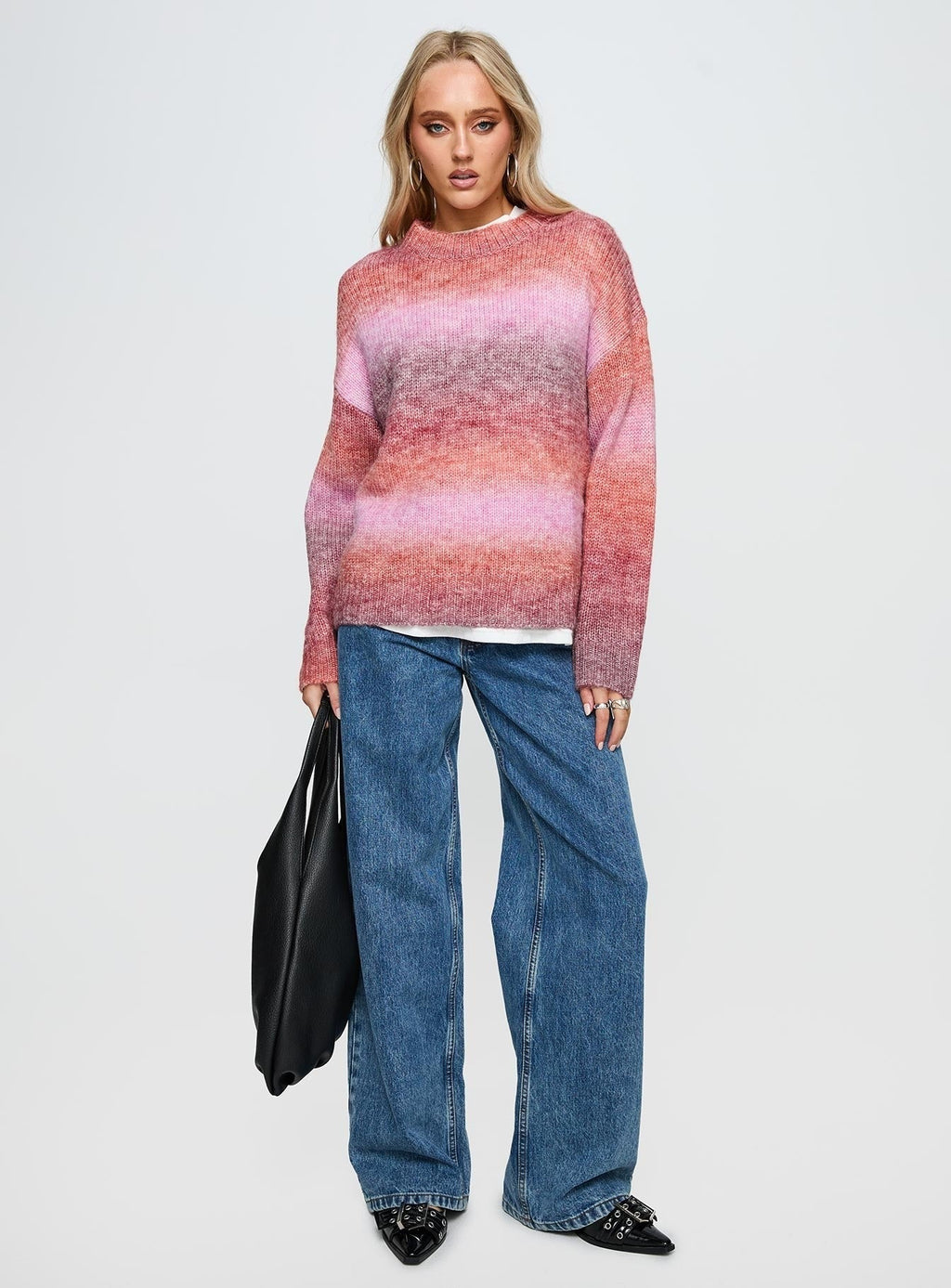 Say No More Knit Sweater Pink Stripe