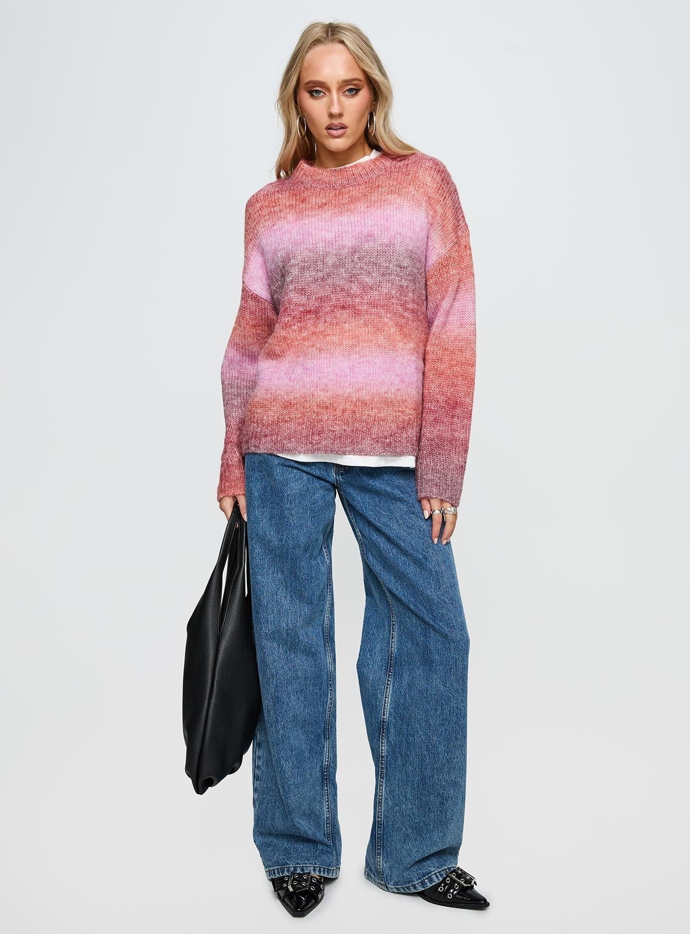 Say No More Knit Sweater Pink Stripe