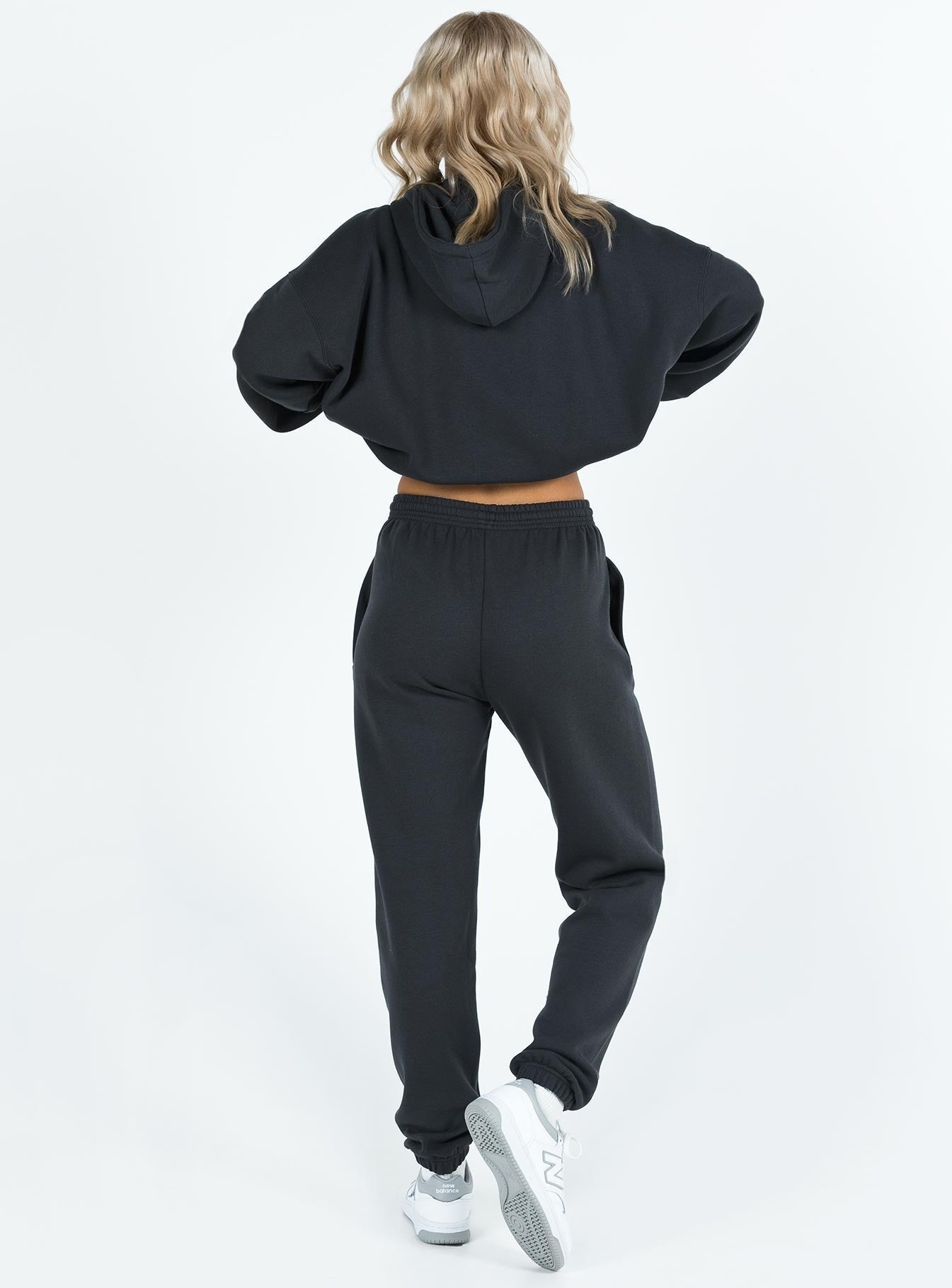 Princess Polly Track Pants Squiggle Text Black Sand / Eggshell