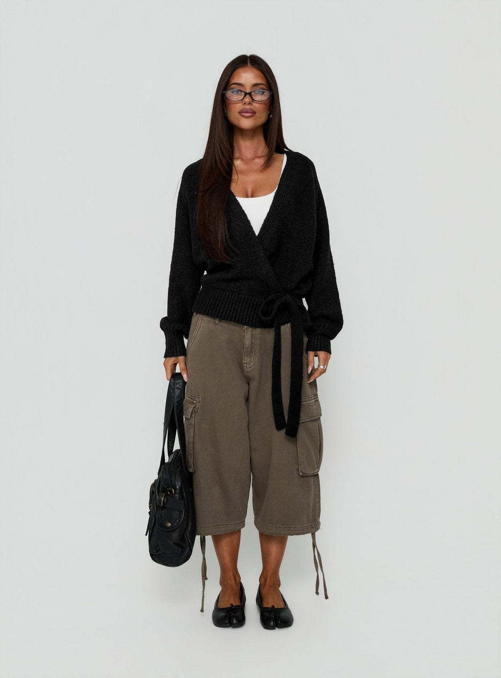 Daelan Wrap Knit Cardigan Black