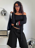 Kastor One Shoulder Long Sleeve Top Black