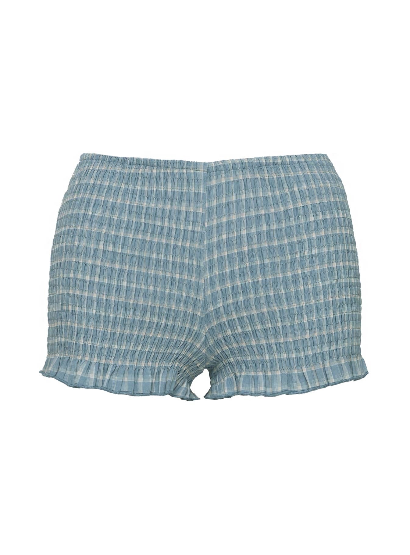 Jukebox Shirred Micro Shorts Blue