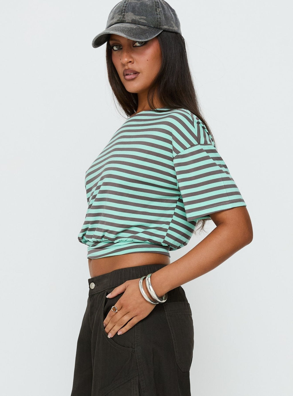 Ashlinn Off Shoulder Drapey Top Stripe