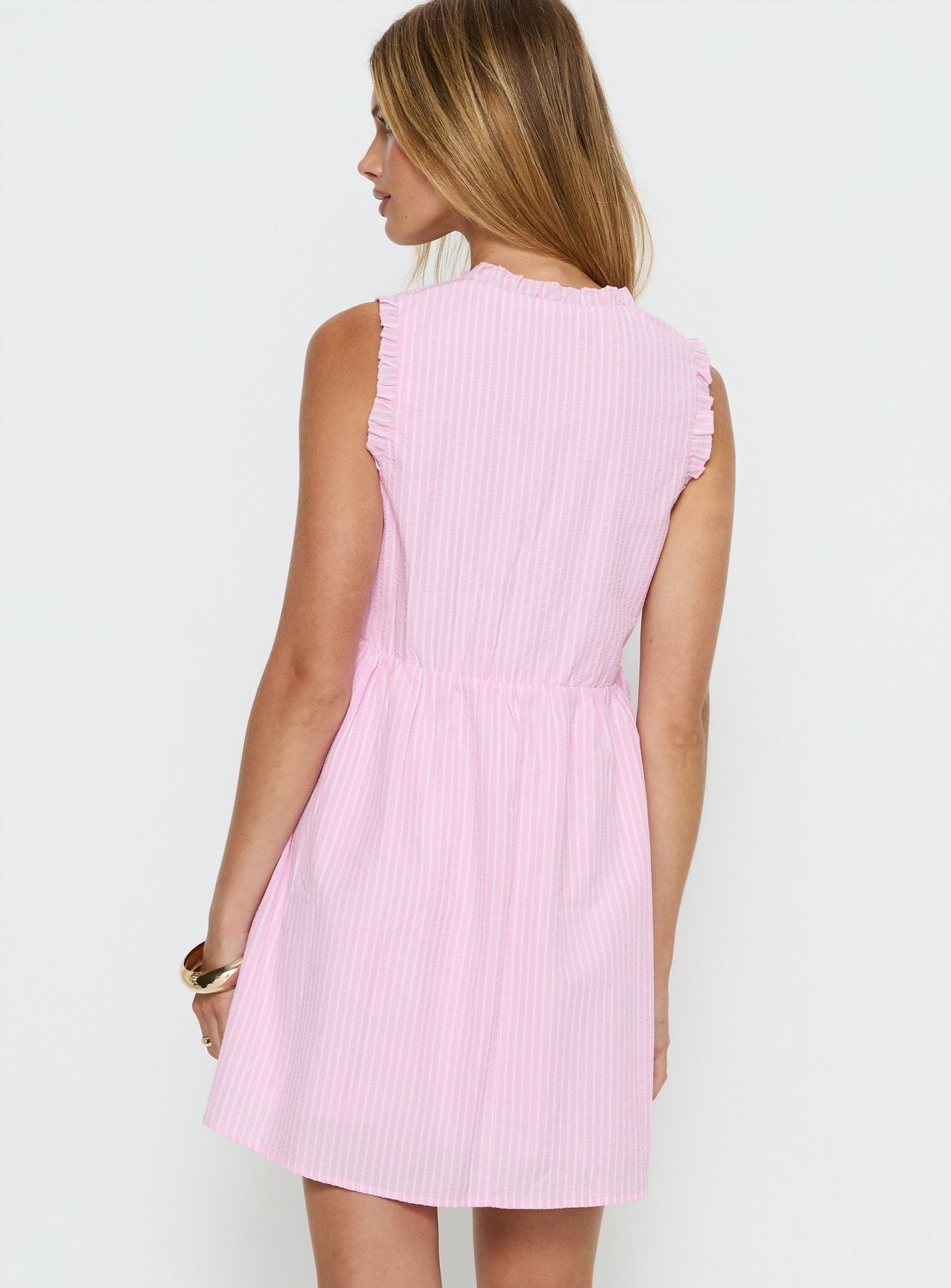 Akacia Babydoll Mini Dress Pink Stripe