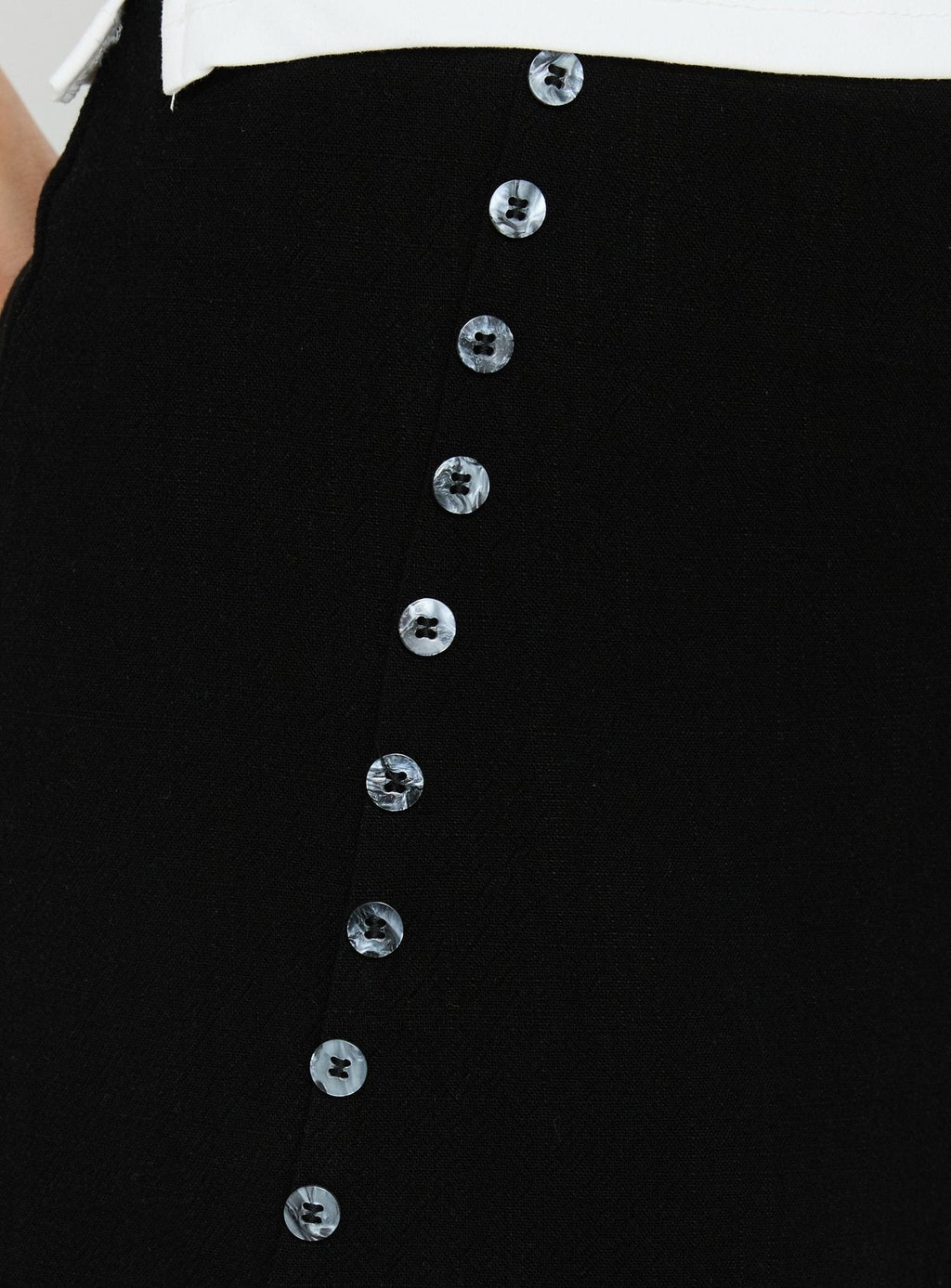 Leonelle Asymmetrical Button Mini Skirt Black