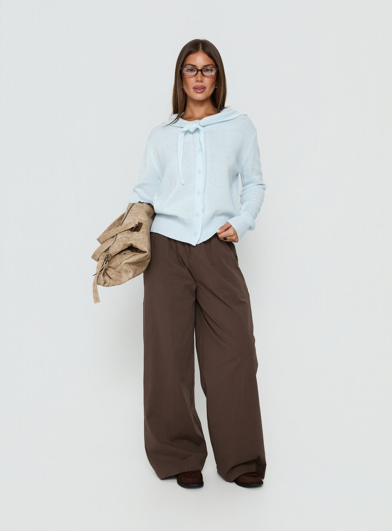 Pippy Scarf Tie Sweater Light Blue