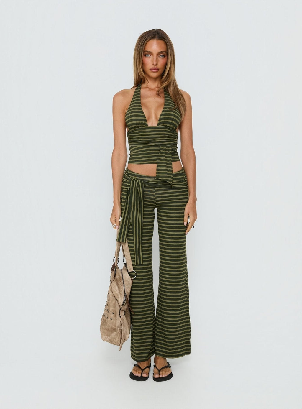 Aprilla Halter Top Green Stripe