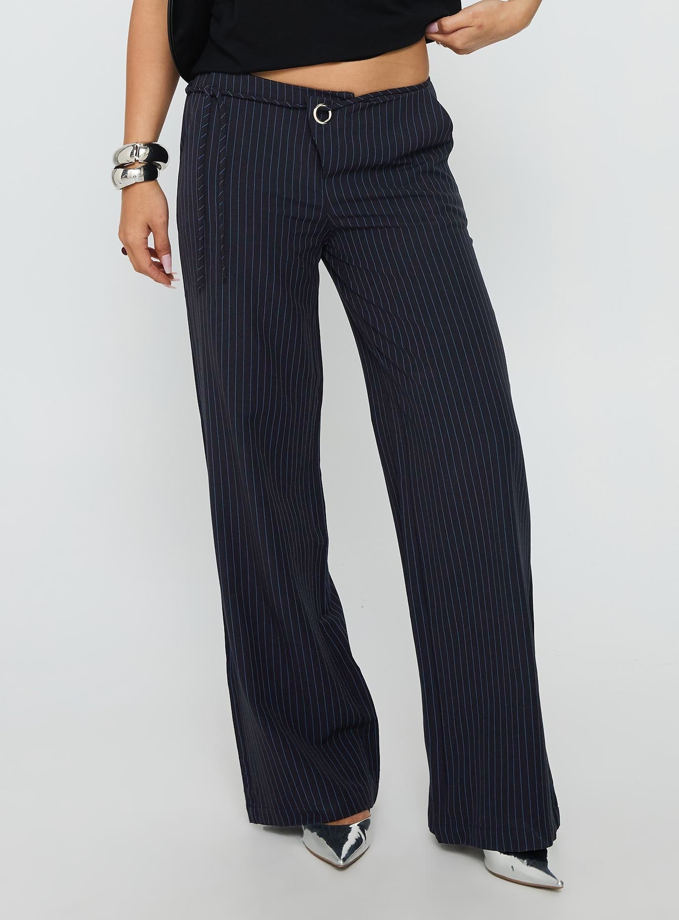 Nanami Tie Side Pant Navy Pinstripe