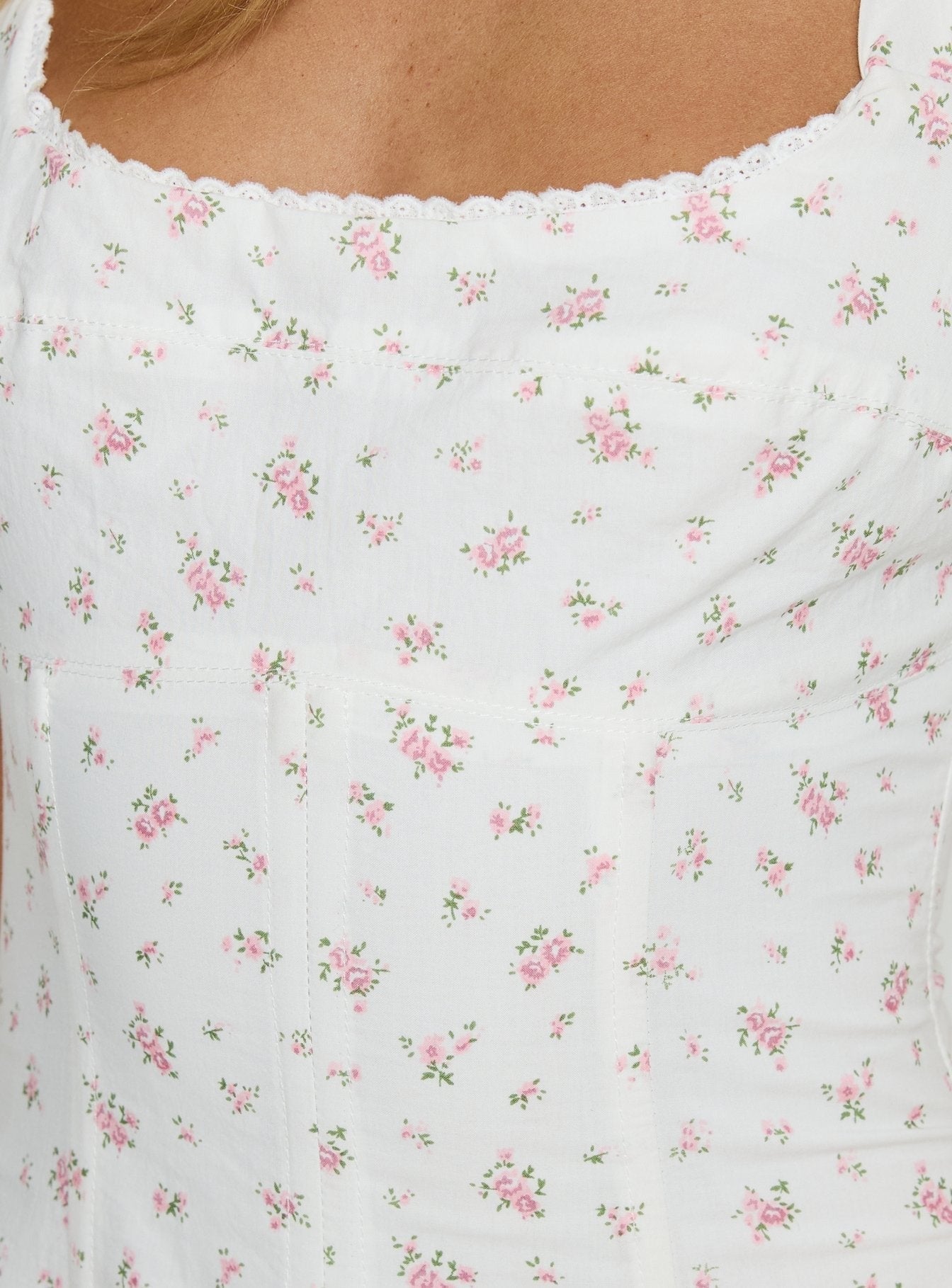 Delyra Halter Corset Top White Floral