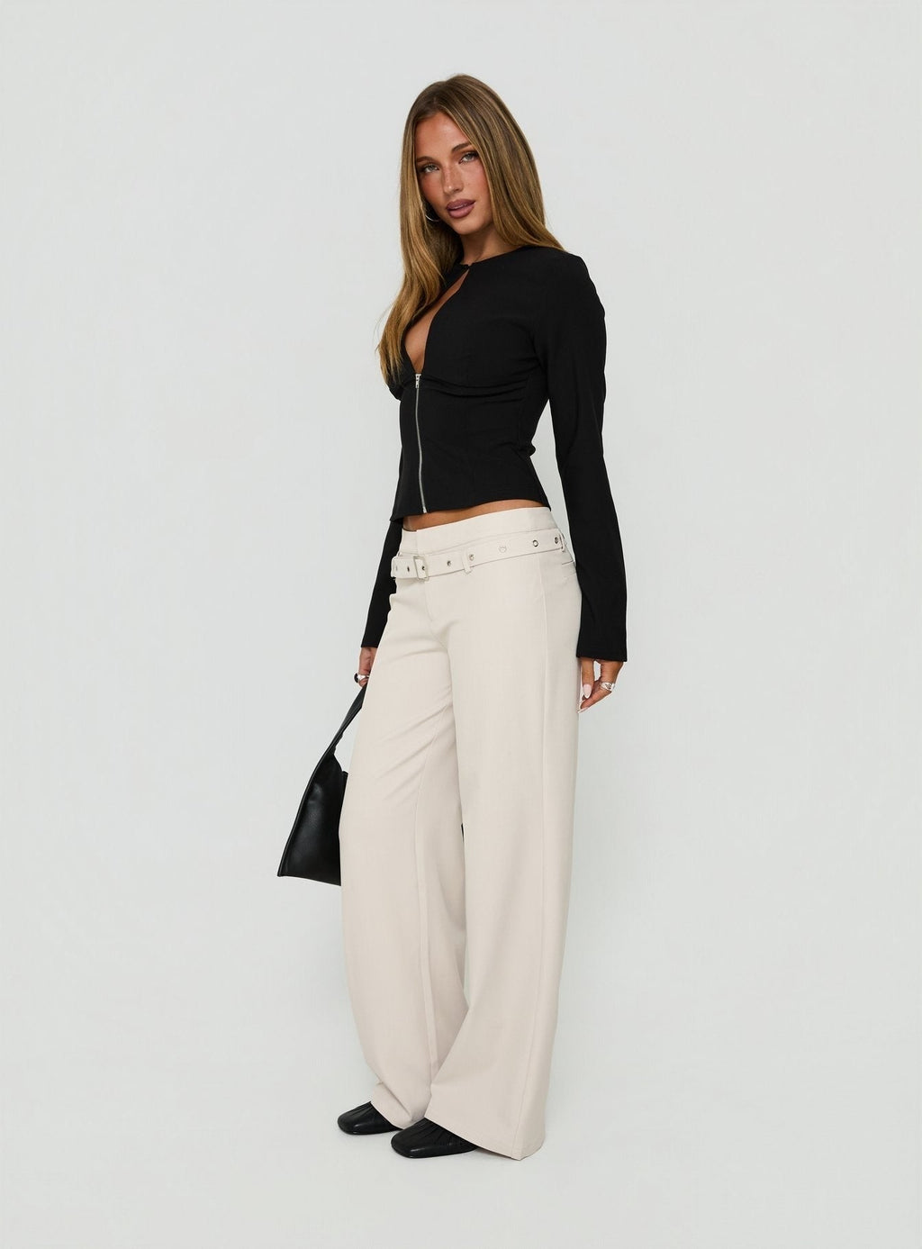Adonella Buckle Tailored Pant Stone