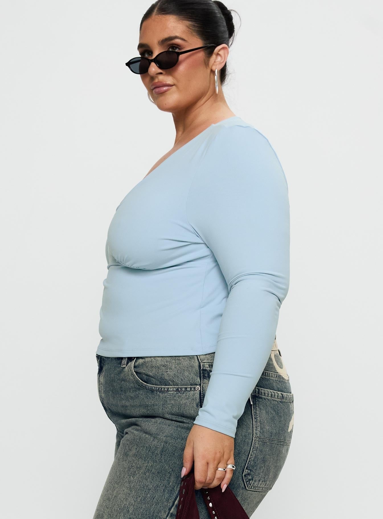 Sold On You Long Sleeve Top Blue Curve