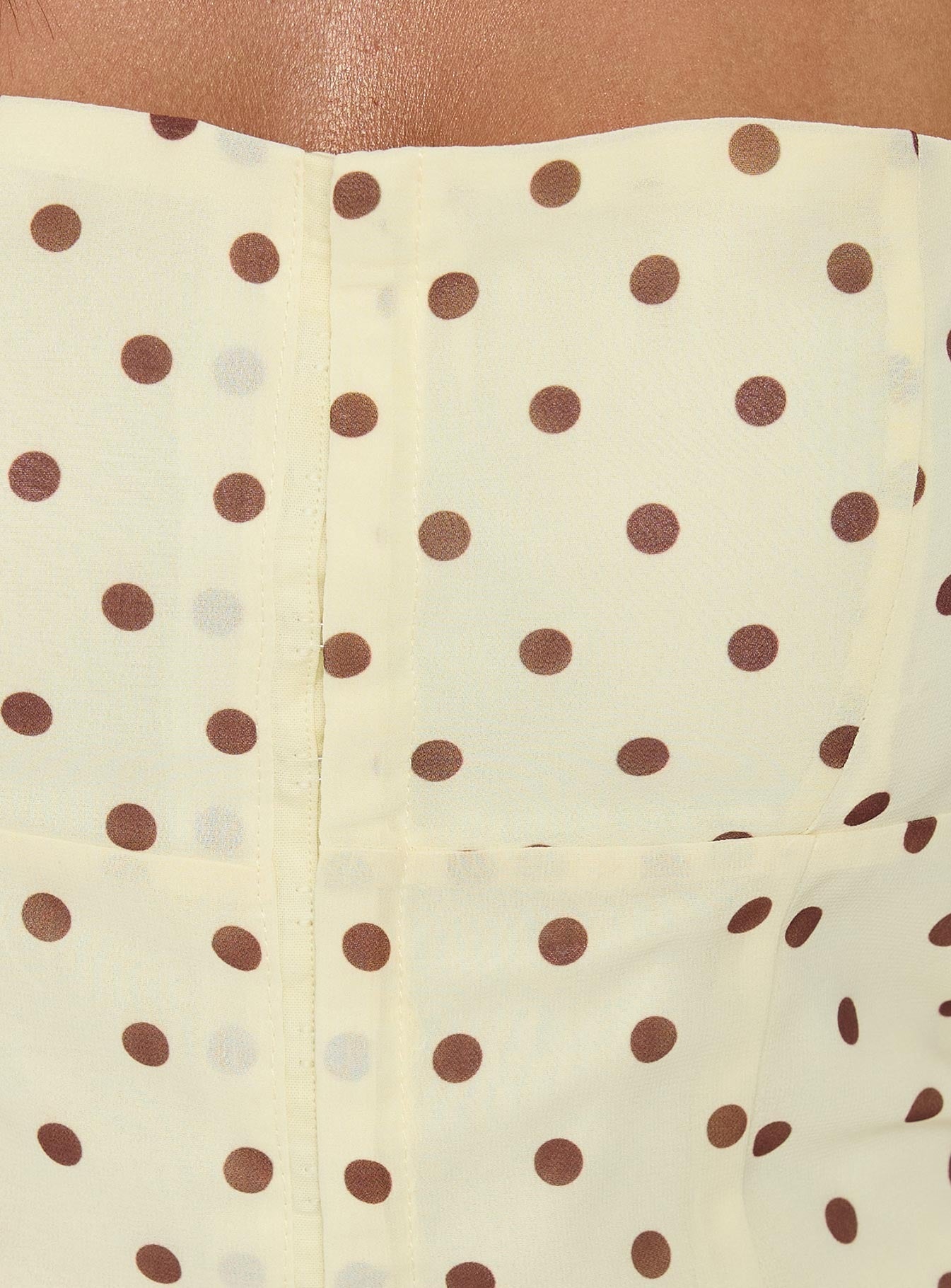 Bon Bon Tie Neck Top Yellow / Brown Polka