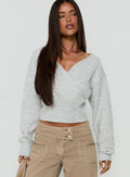 Myala Wrap Knit Sweater Grey Marle