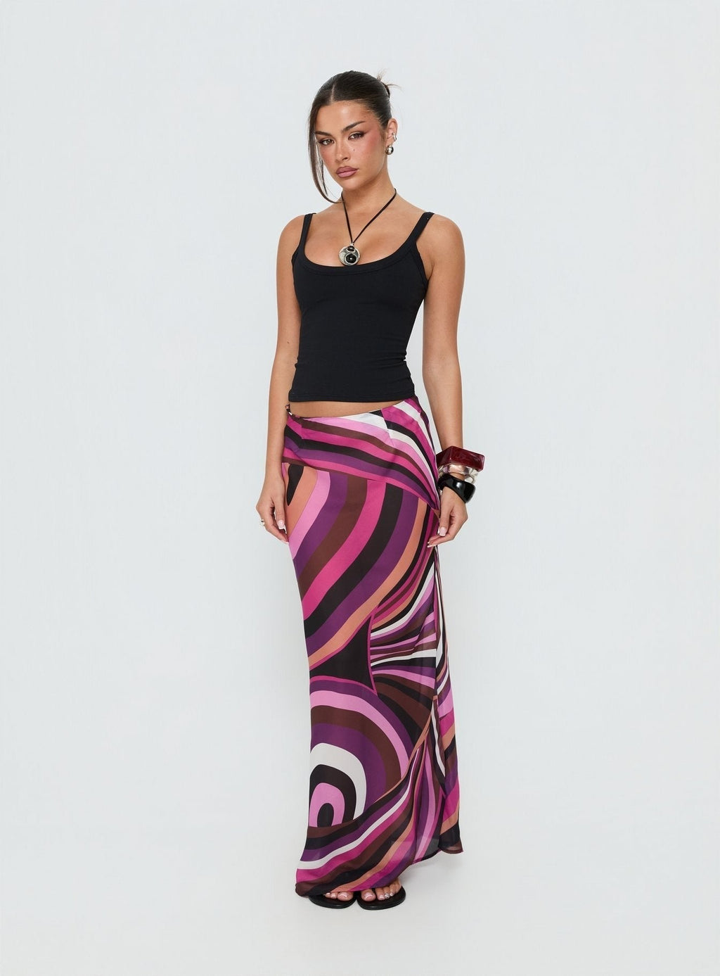 Lucidia Maxi Skirt Pink Retro