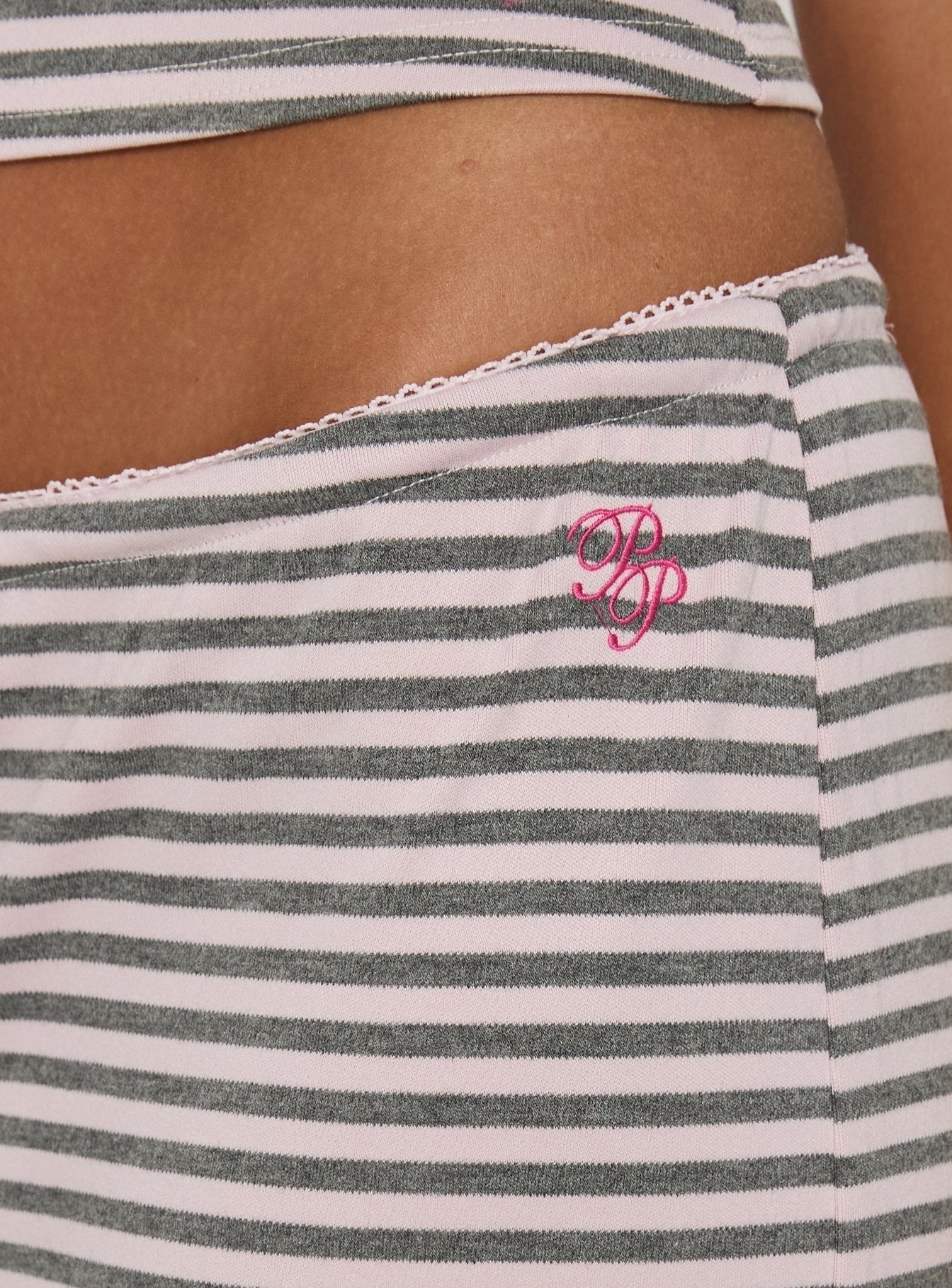 Allice Tie Waist Sleep Pants Pink / Grey Stripe
