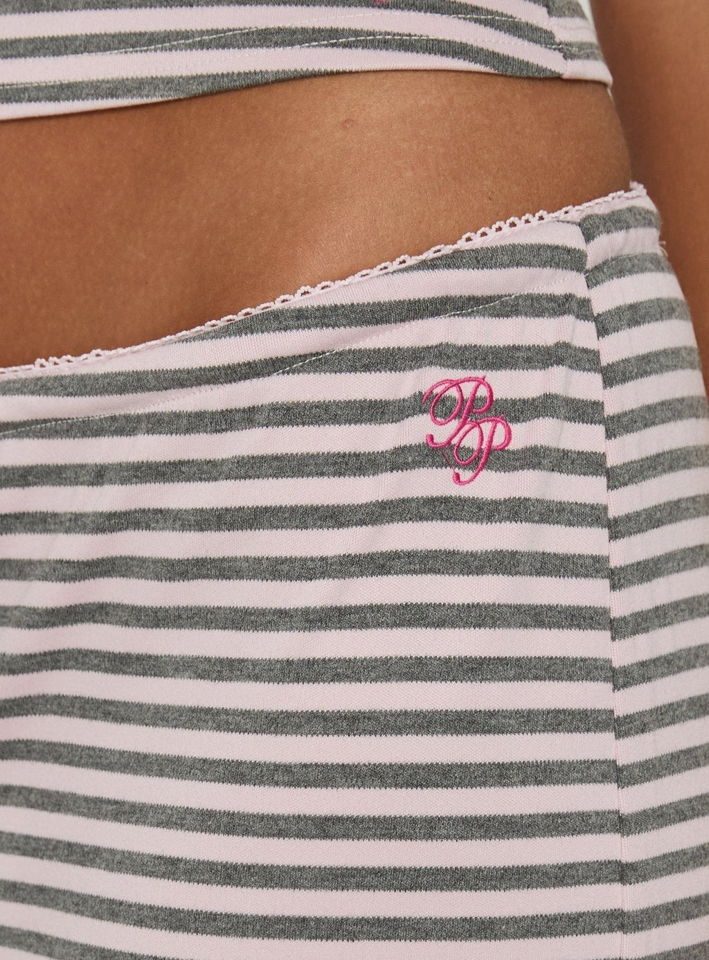 Allice Tie Waist Sleep Pants Pink / Grey Stripe
