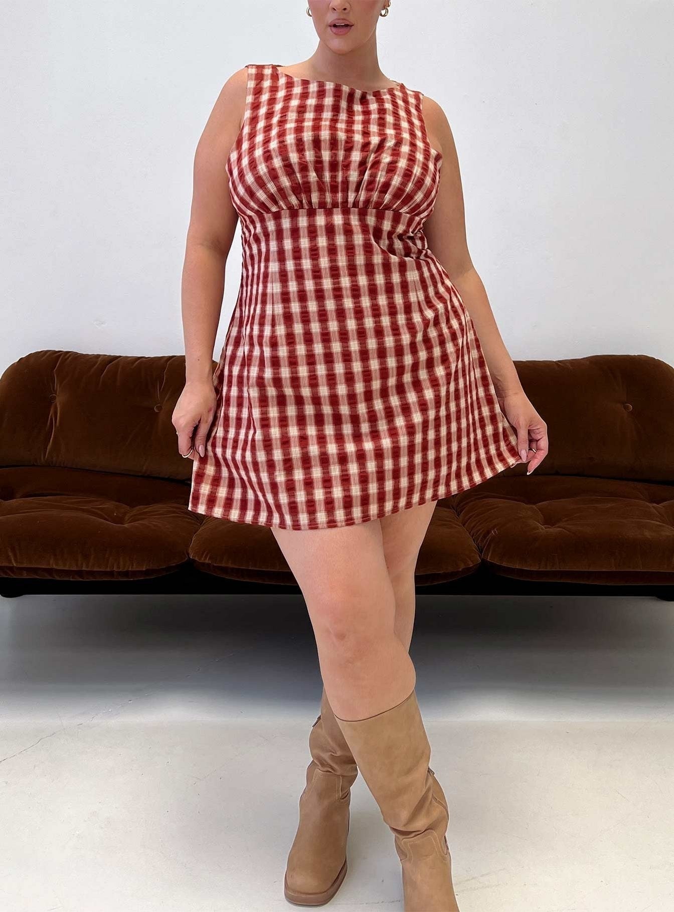 Sweet Somethings Mini Dress Red Check Curve