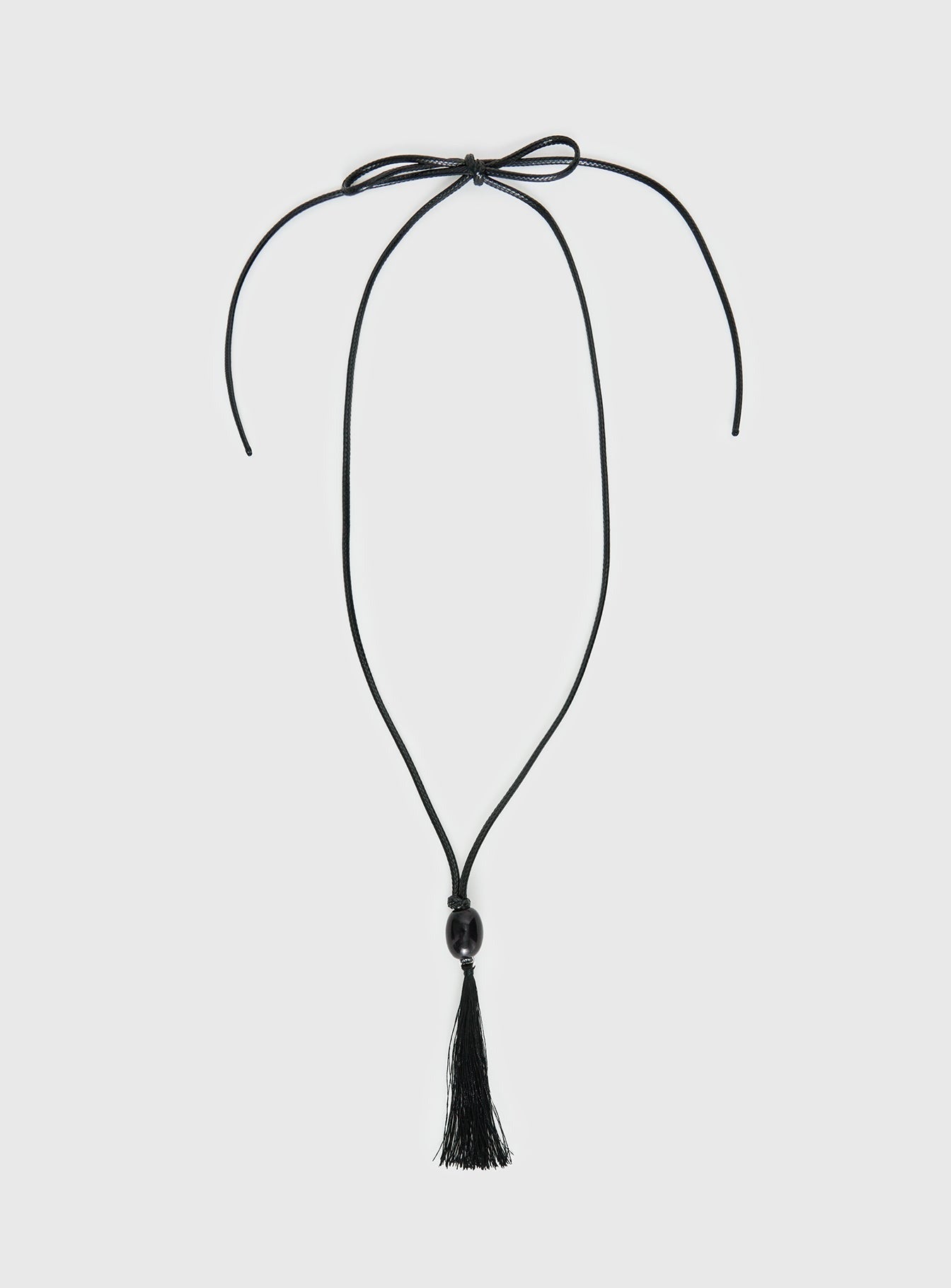 Fight The Feeling Long Tassel Necklace Black