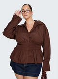 As You Are Shirred Button Up Top Chocolate Curve