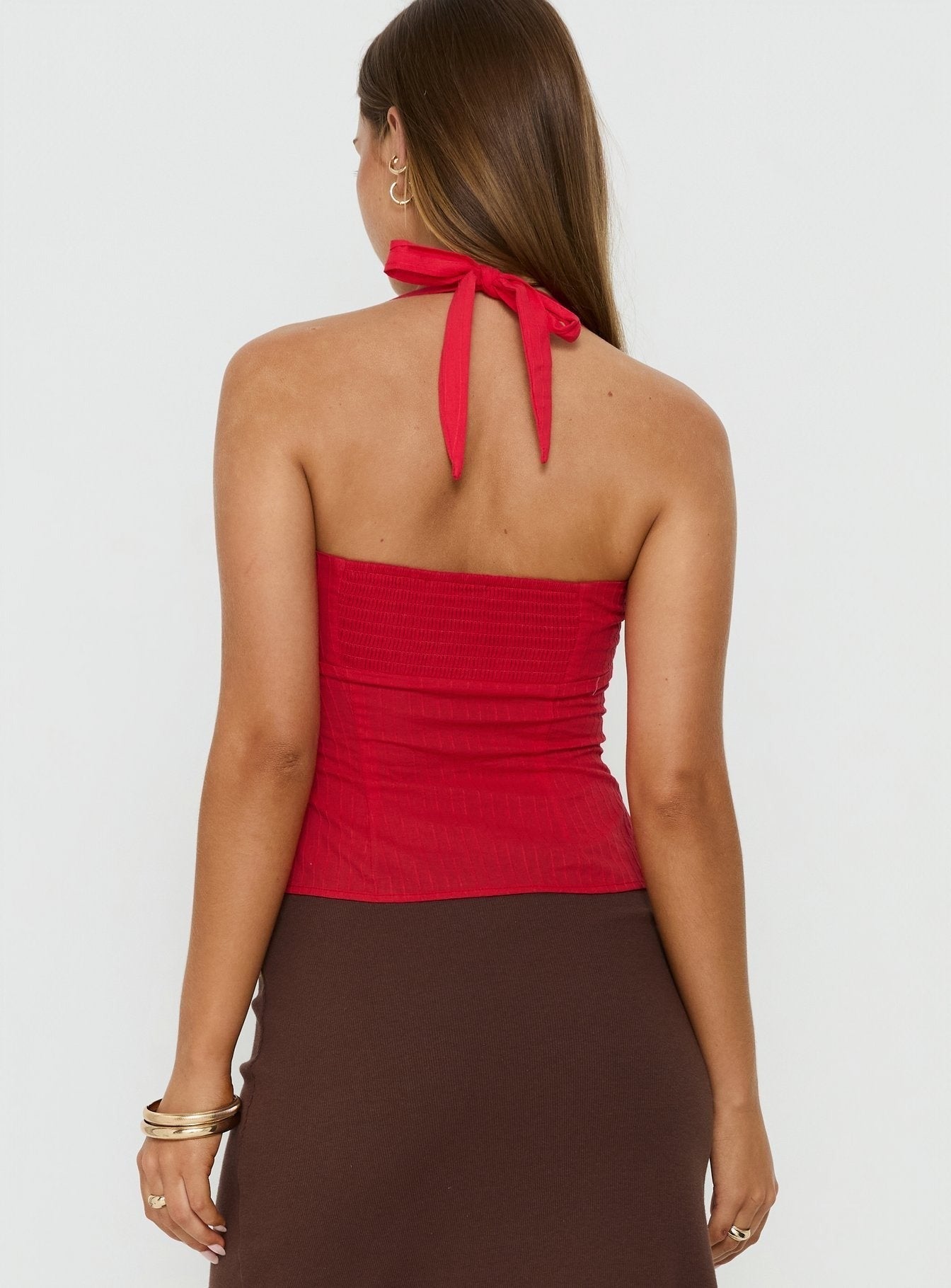 Isabetta Halter Top Red
