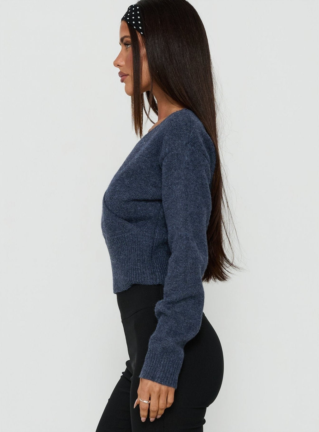 Myala Wrap Knit Sweater Navy