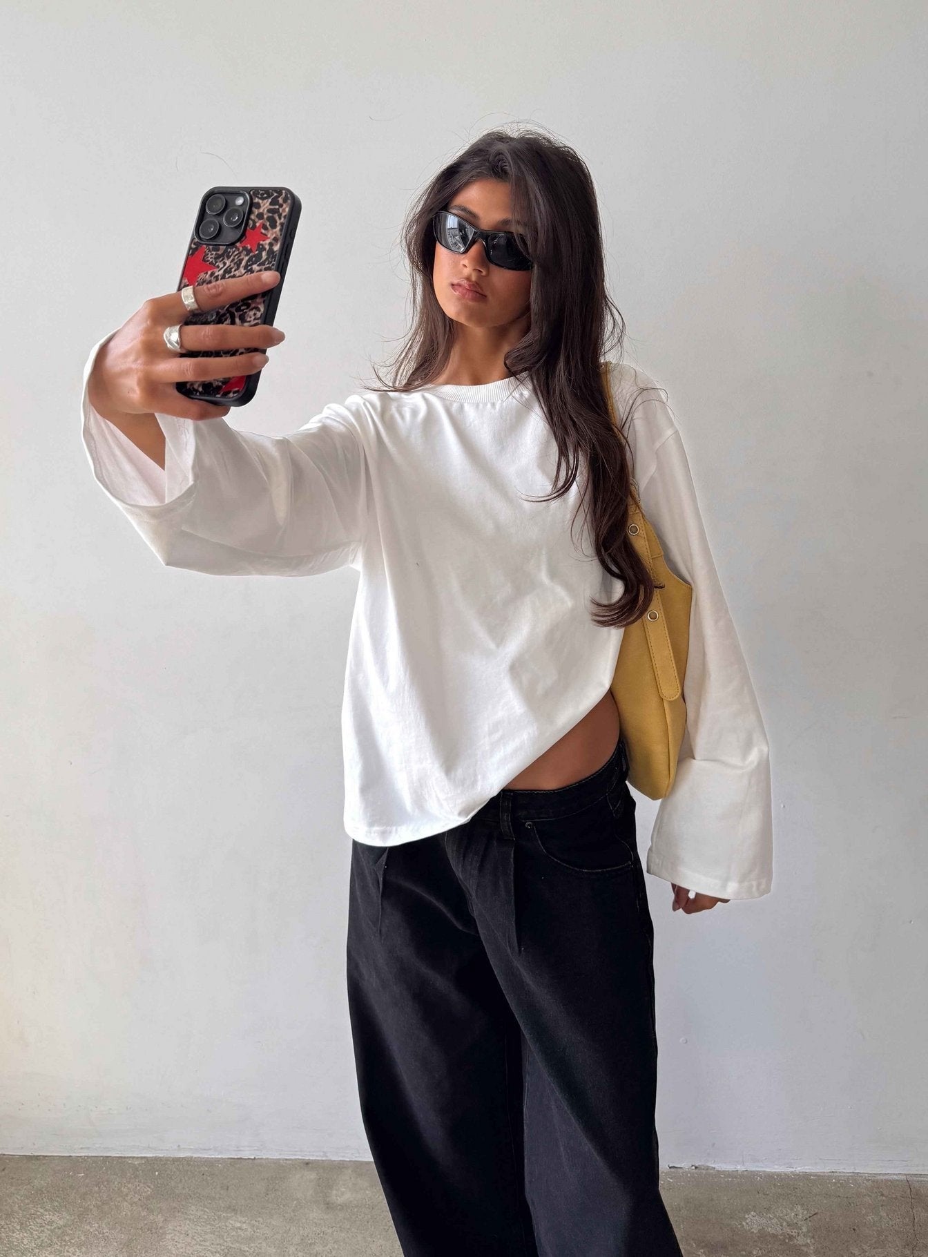 Settle Down Long Sleeve Top White