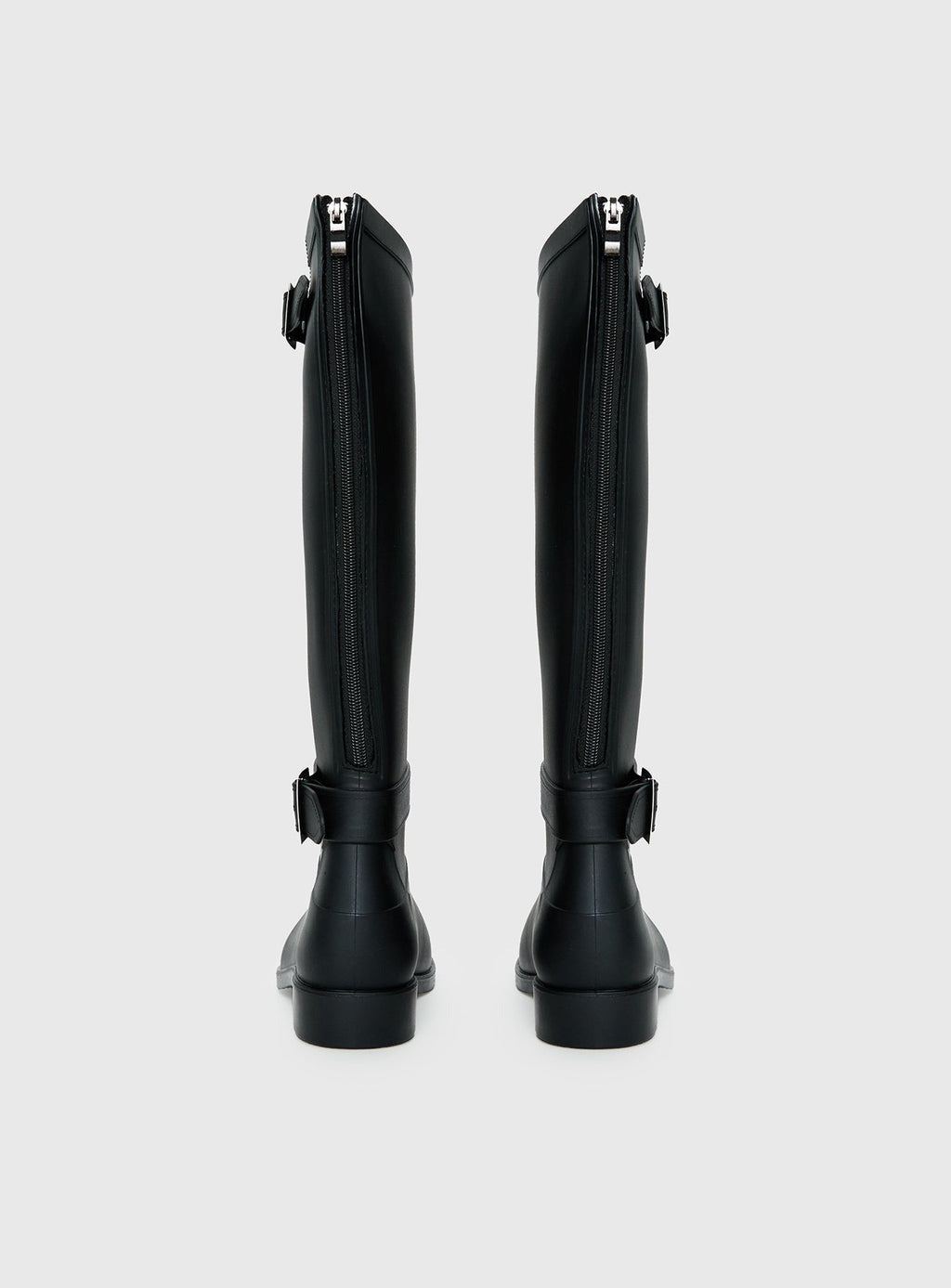 Elvera Buckle Detail Rubber Gumboots Black