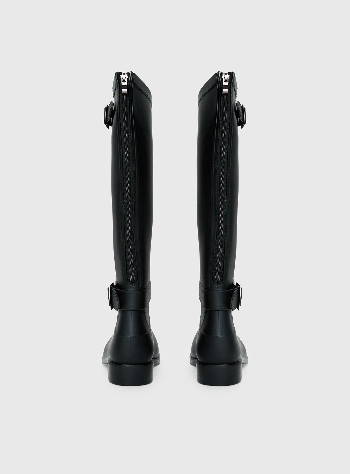 Elvera Buckle Detail Rubber Gumboots Black