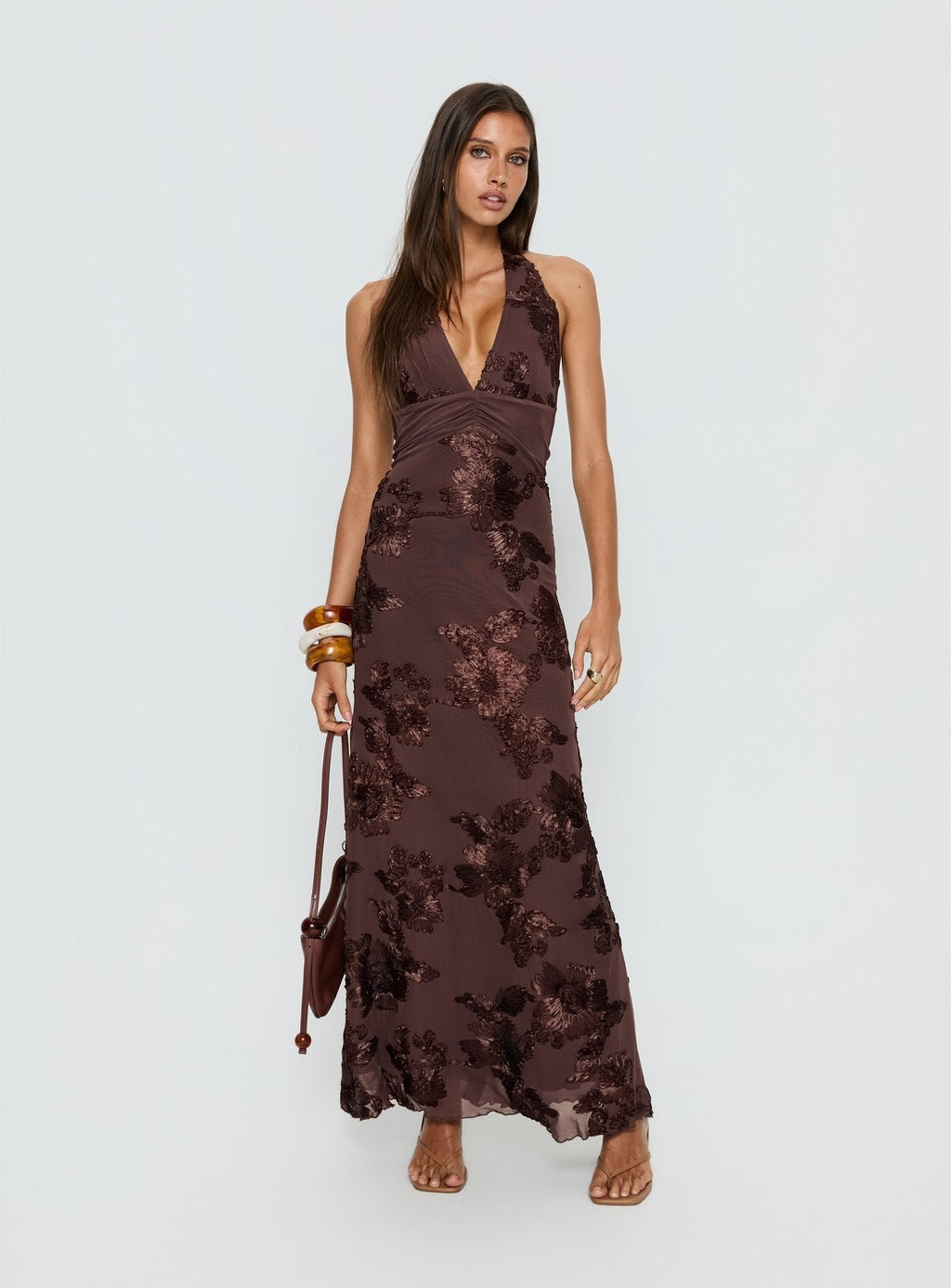 Rousseau Halter Maxi Dress Espresso