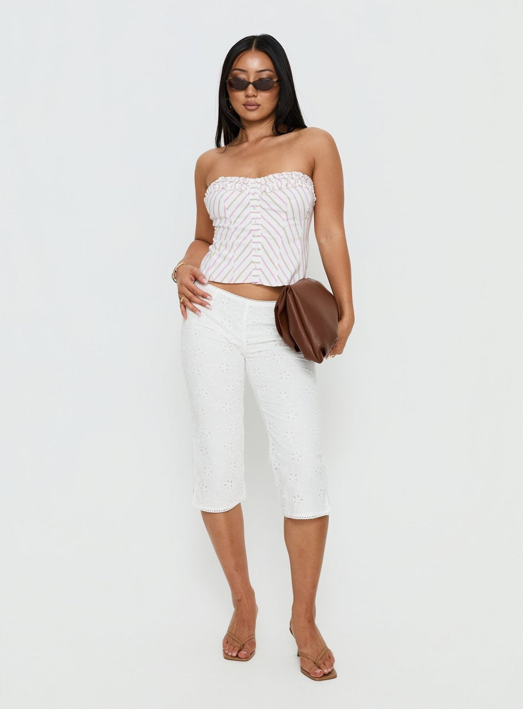 Mariele Strapless Frill Top Pink Stripe