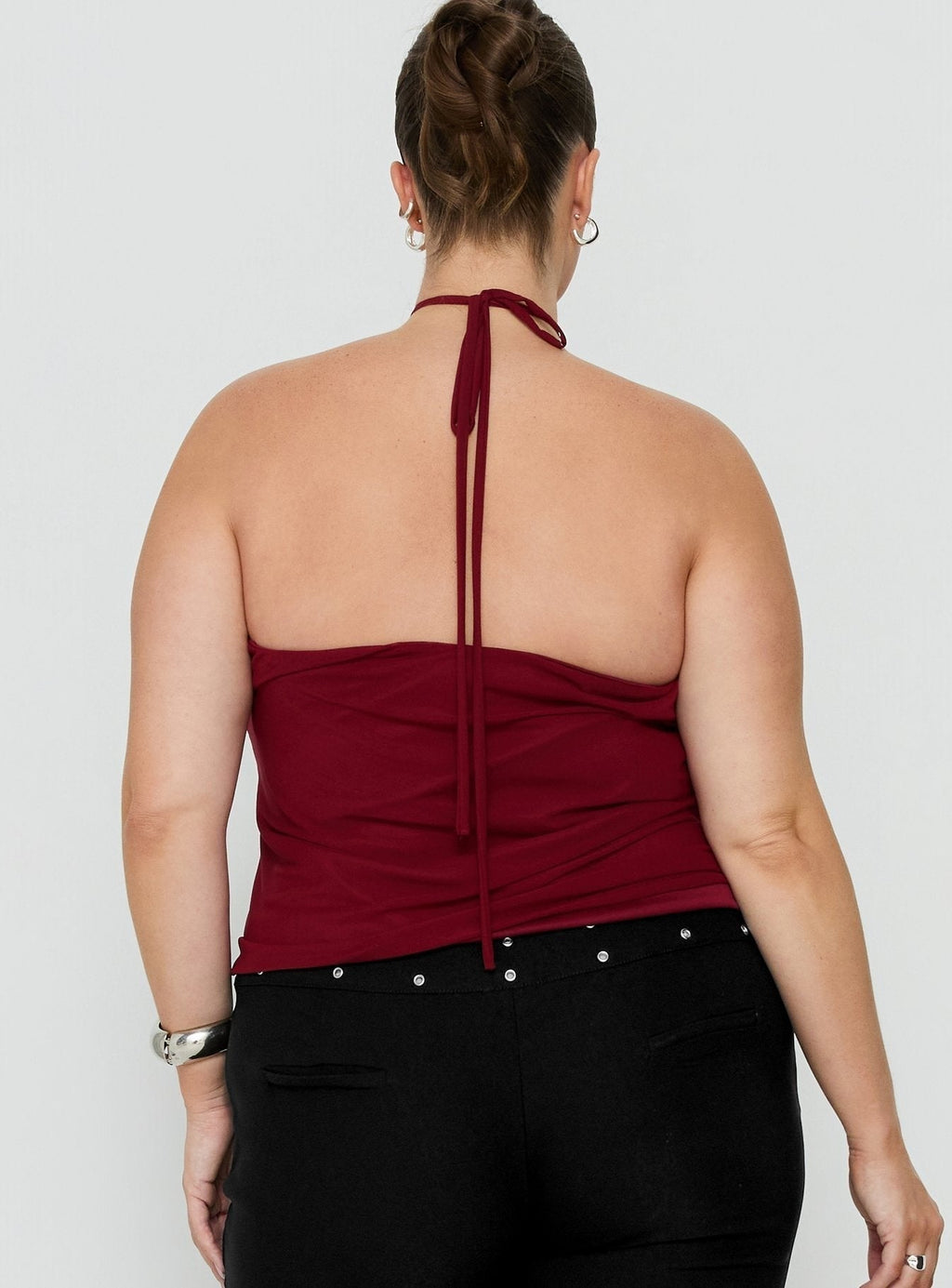 Hedlea Draped Ring Detail Top Wine Curve