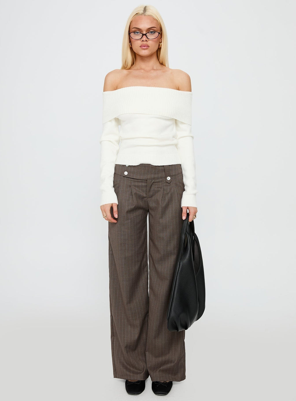 One For Me Off The Shoulder Jumper White