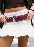 Captain Faux Suede Belt Red / Silver