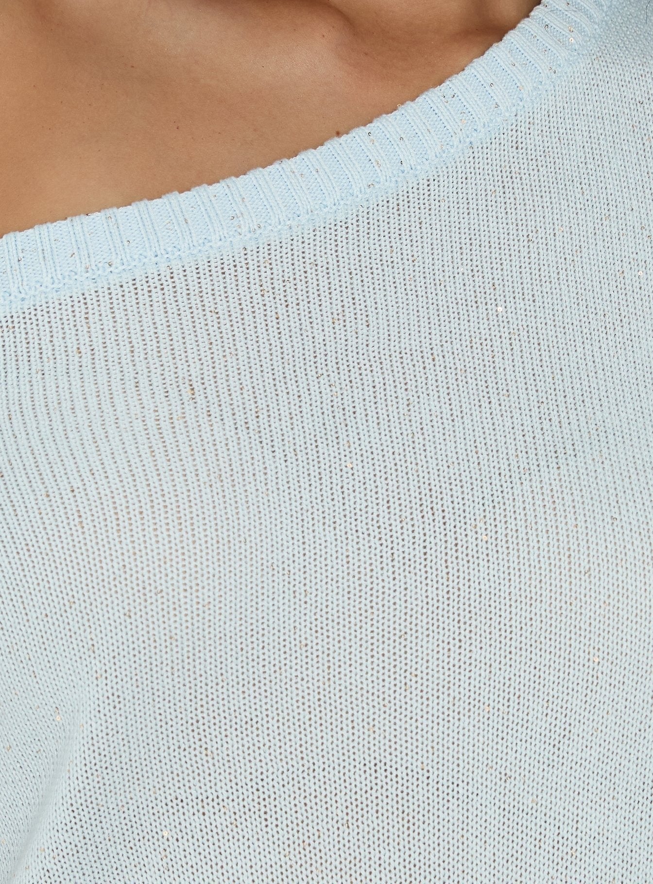 Idilia Off Shoulder Knit Mini Dress Blue