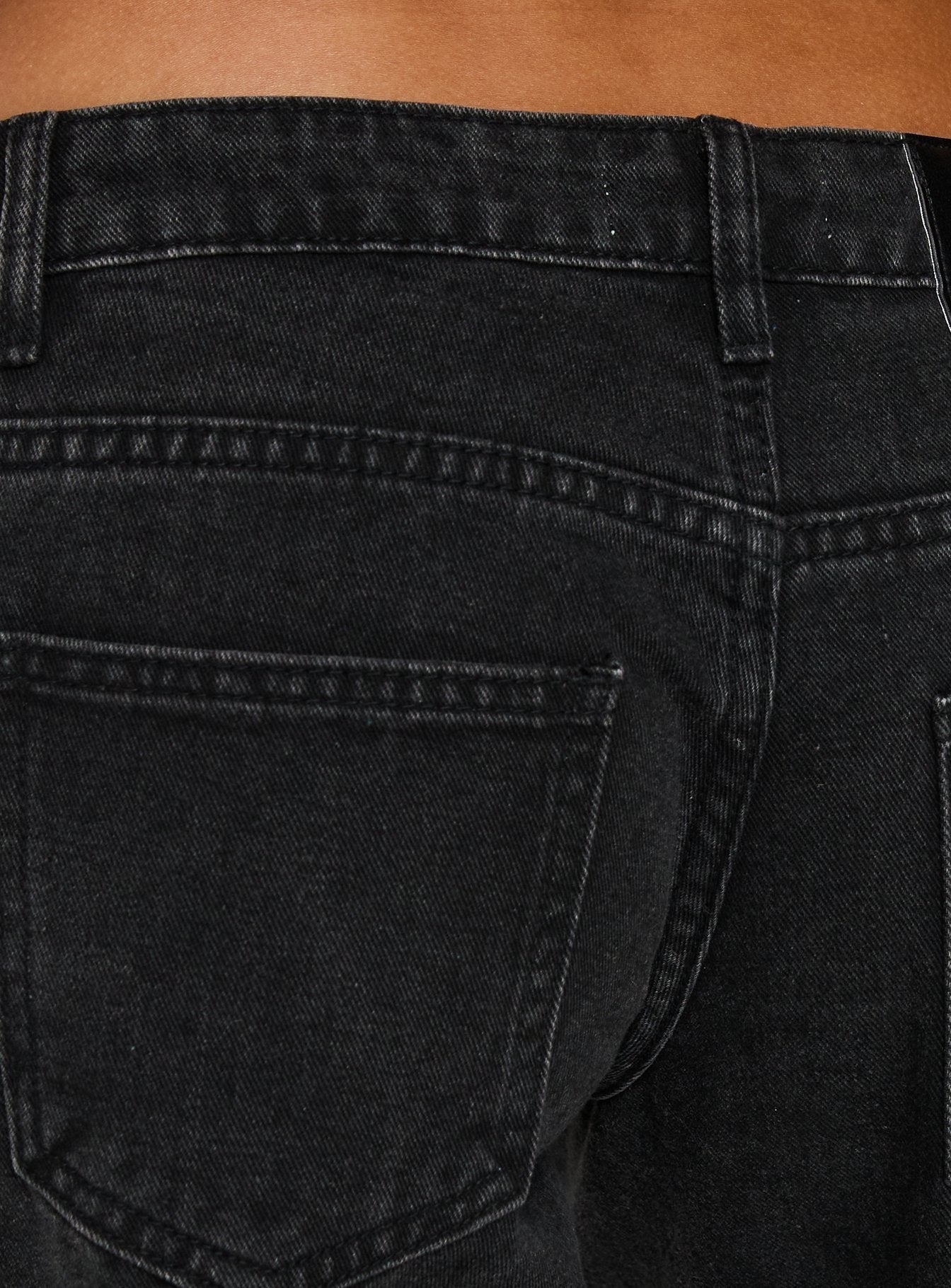 Picco Ultra Low Rise Wide Leg Jeans Washed Black