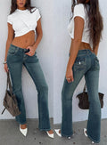 Clynee Ultra Low Rise Bootleg Jeans Dirty Blue