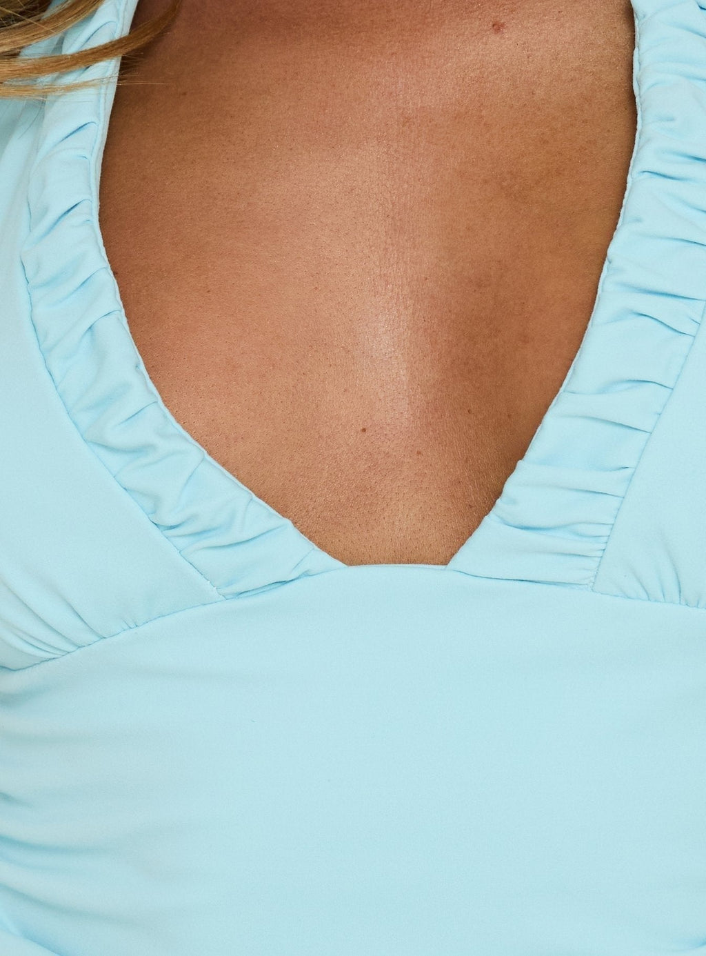 Mood Ring Ruched Halter Top Aqua