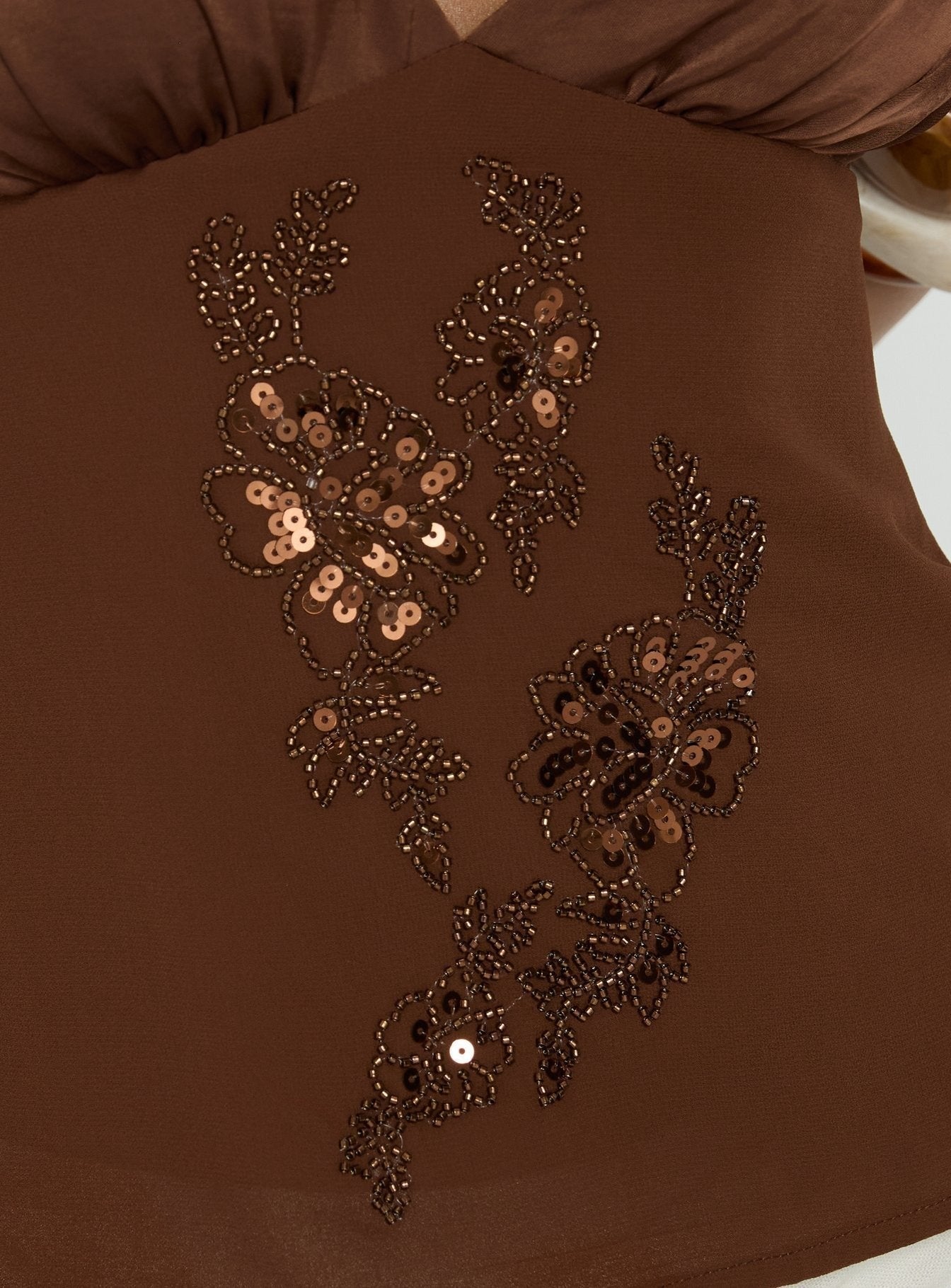 Fast Pace Bead Detail Top Brown