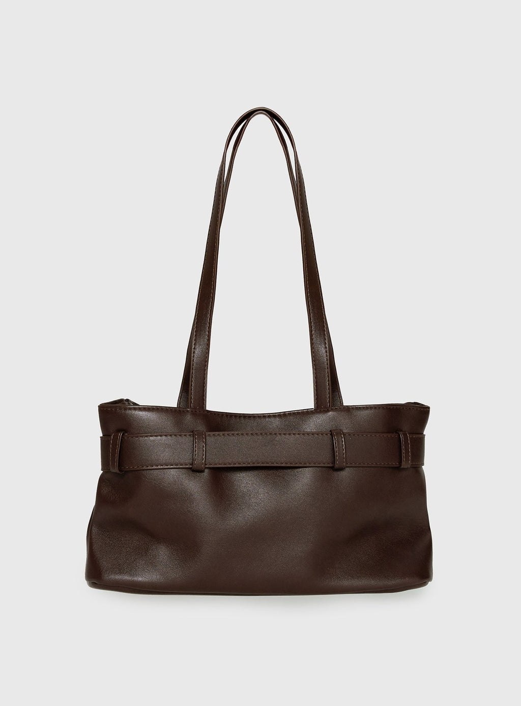Views Of Capri Faux Leather Buckle Shoulder Bag Dark Brown
