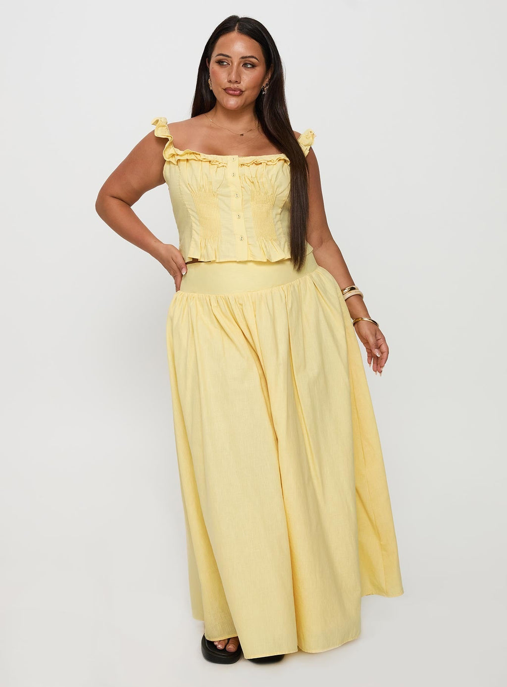 Isadoria Frill Top Yellow Curve