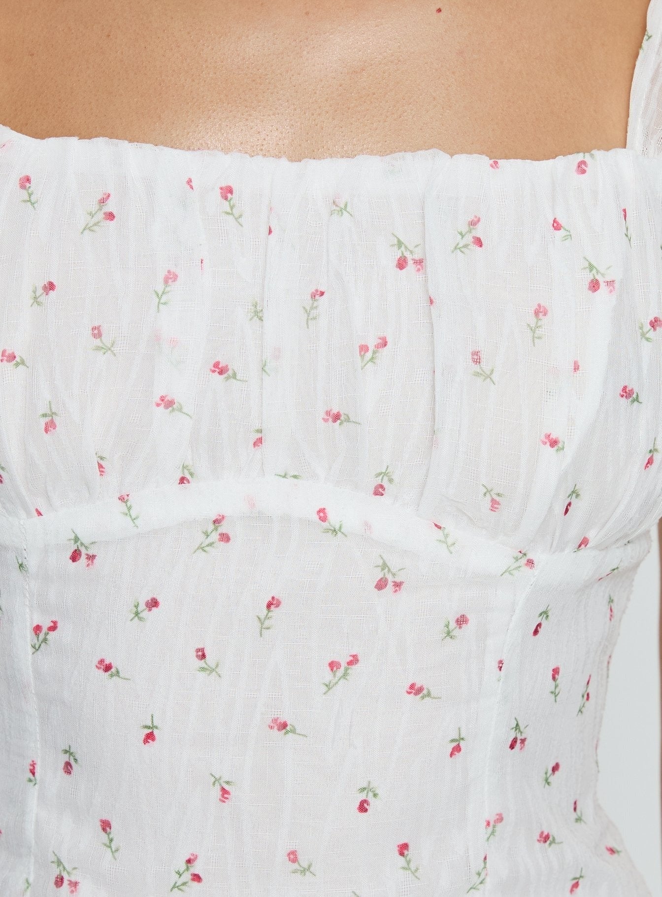 Orvena Square Neck Top White Floral