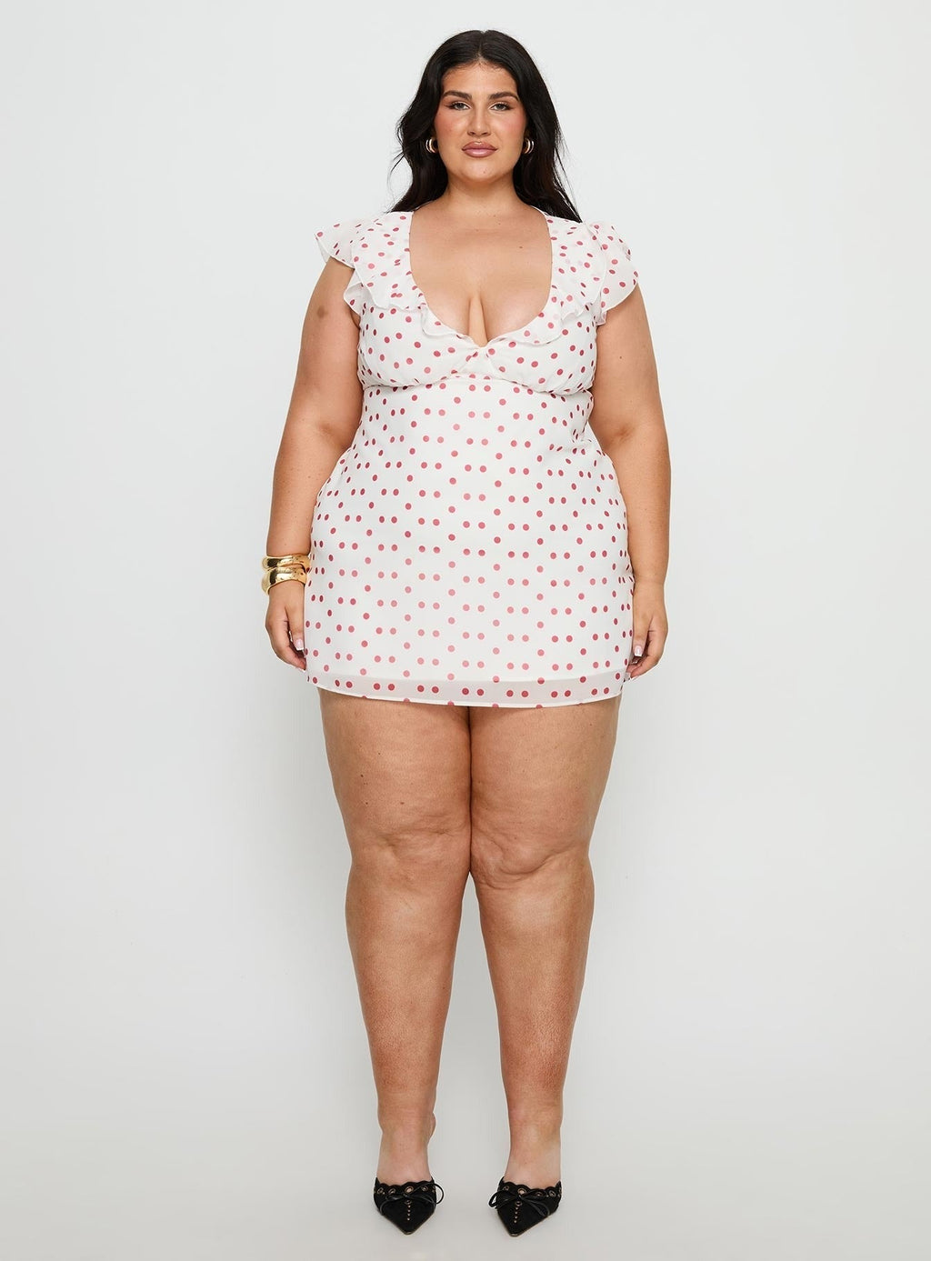I Guess So Mini Dress White / Burgundy Curve
